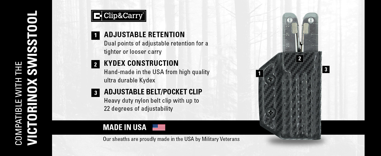 Clip & Carry Kydex Multitool Sheath – Victorinox SwissTool – USA Made