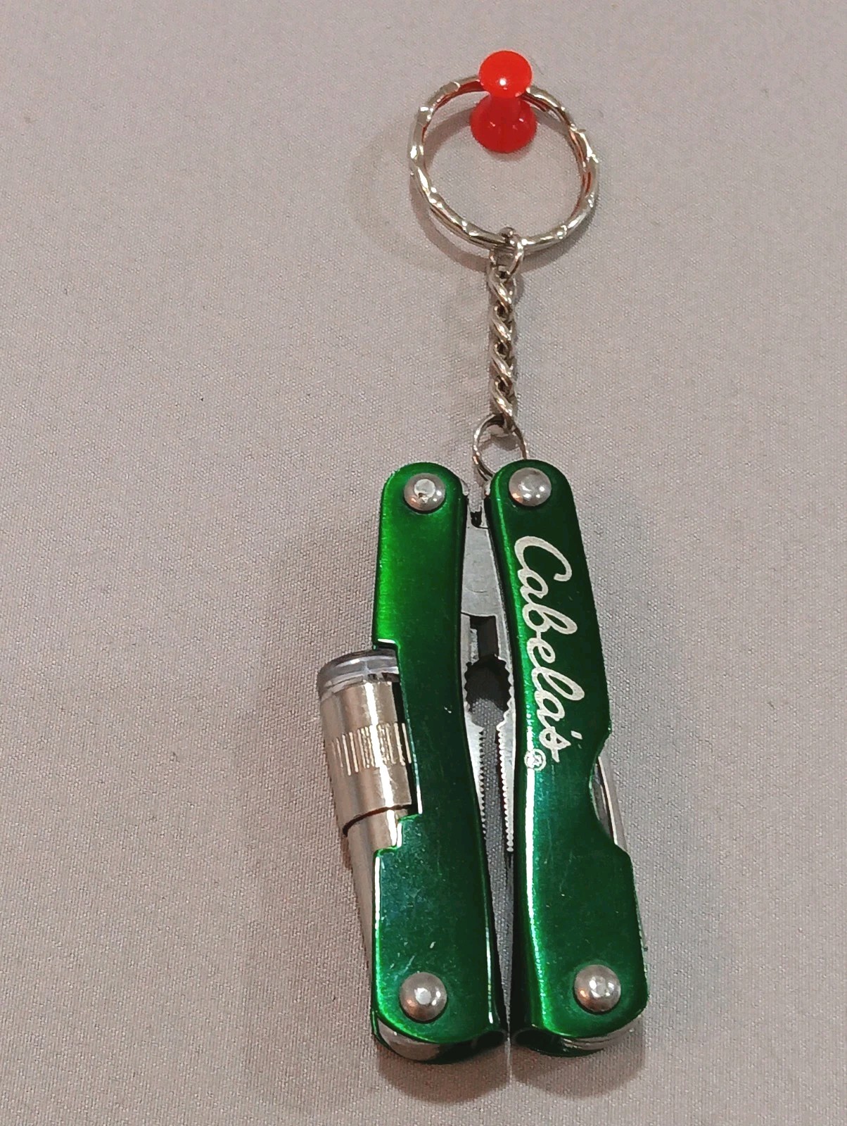 Cabela’s Mini Multi-Tool Pocket Knife Green Keychain With LED Light Multi Tool