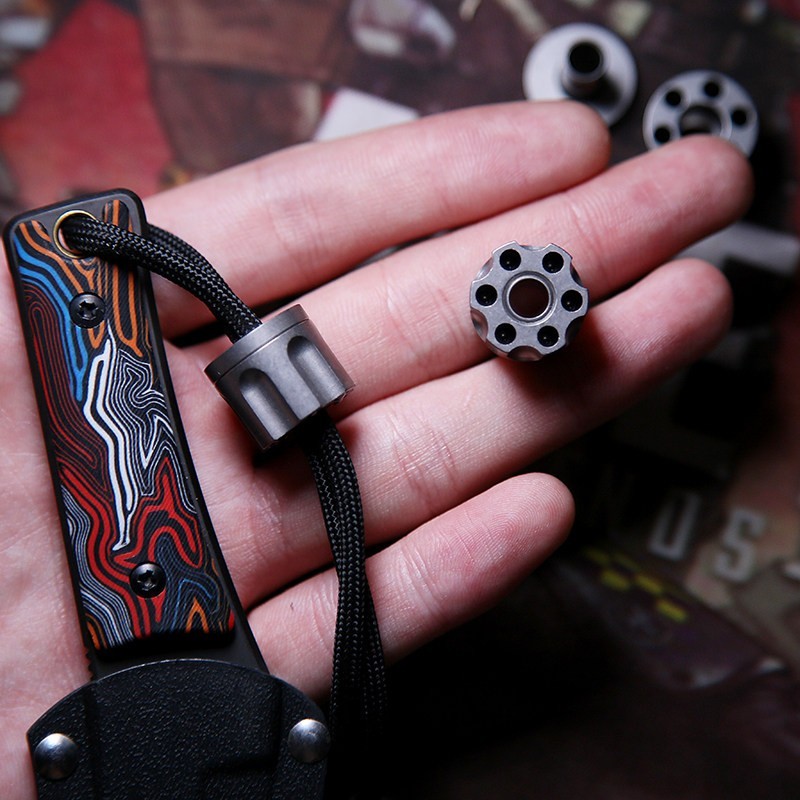 Titanium Alloy Detachable Lanyard Bead EDC Pendant Necklace Charm w/ Zirconia