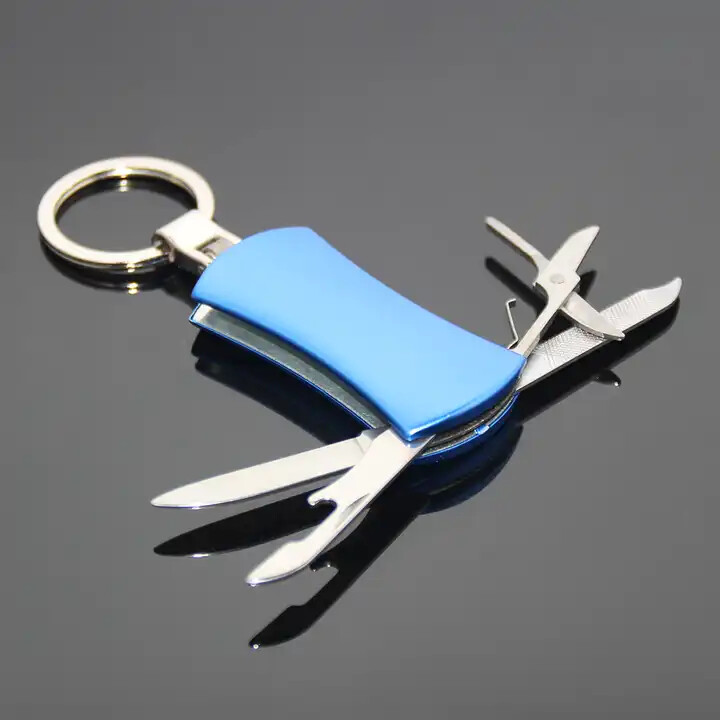 Aluminum 5-in-1 Pocket Knife Multitool Keychain – Scissors, File, Screwdriver