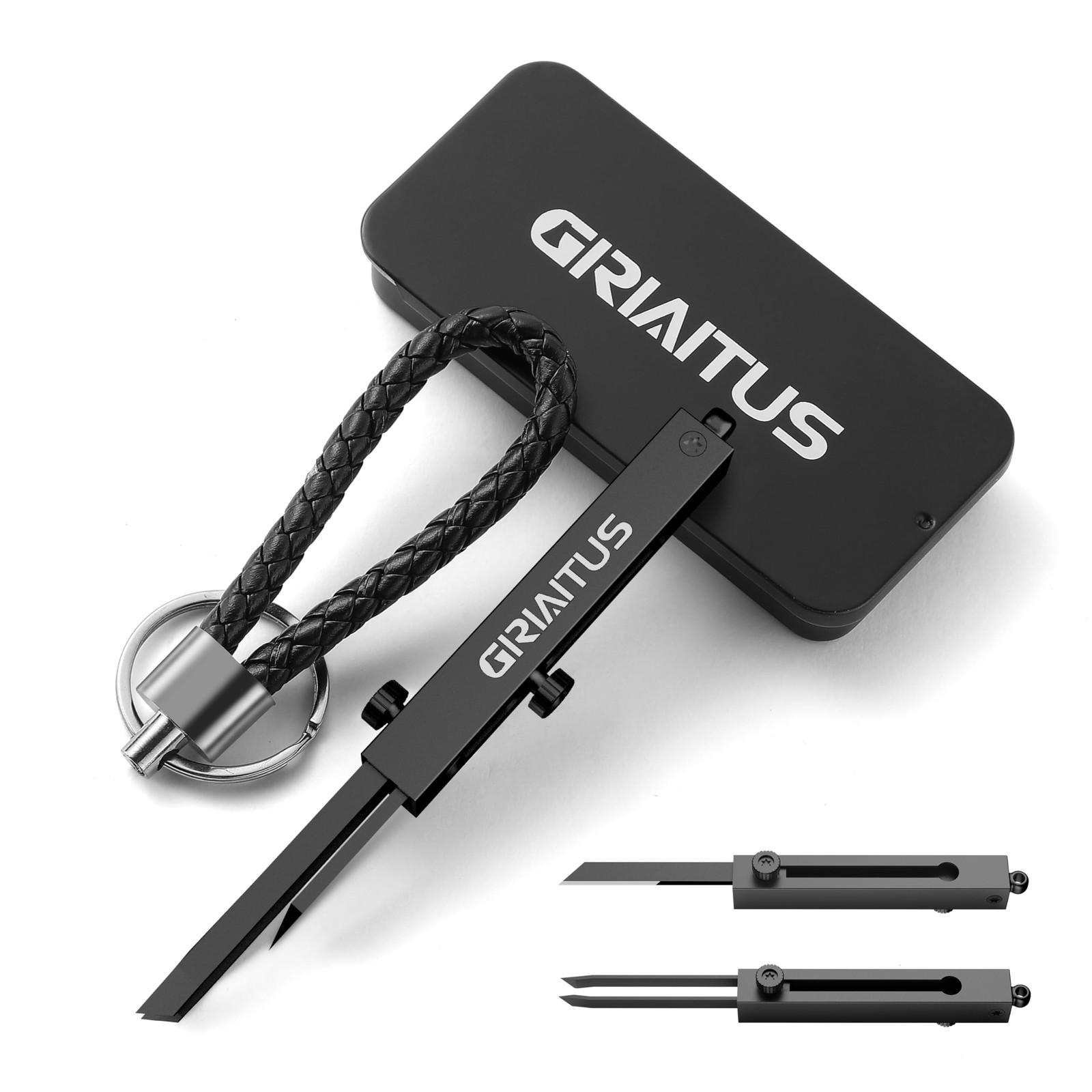EDC Pocket Knife 2 in1 Keychain Tweezers Precision Multitool Box Cutter Retra…