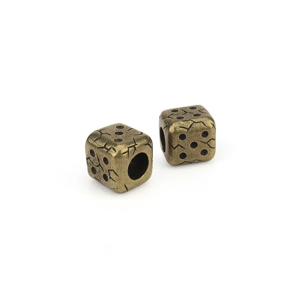 Brass Dice Pendant Bead Paracord Lanyard Keychain Outdoor Accessories