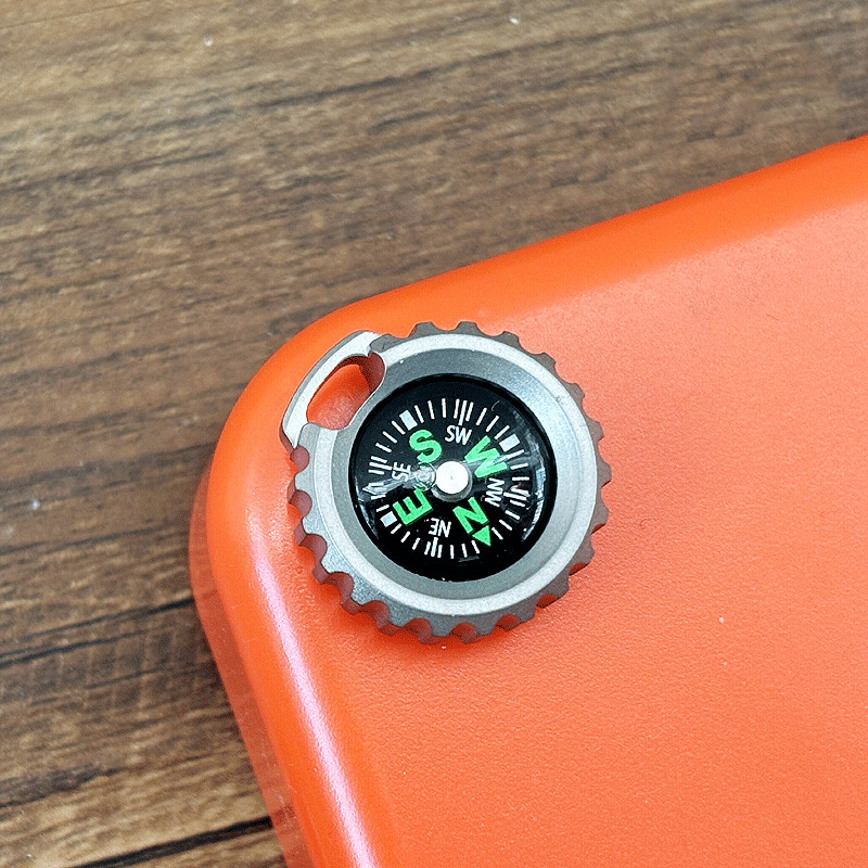 PEI Titanium Pocket Compass for Outdoor Camping Travel EDC Necklace Pendant DIY