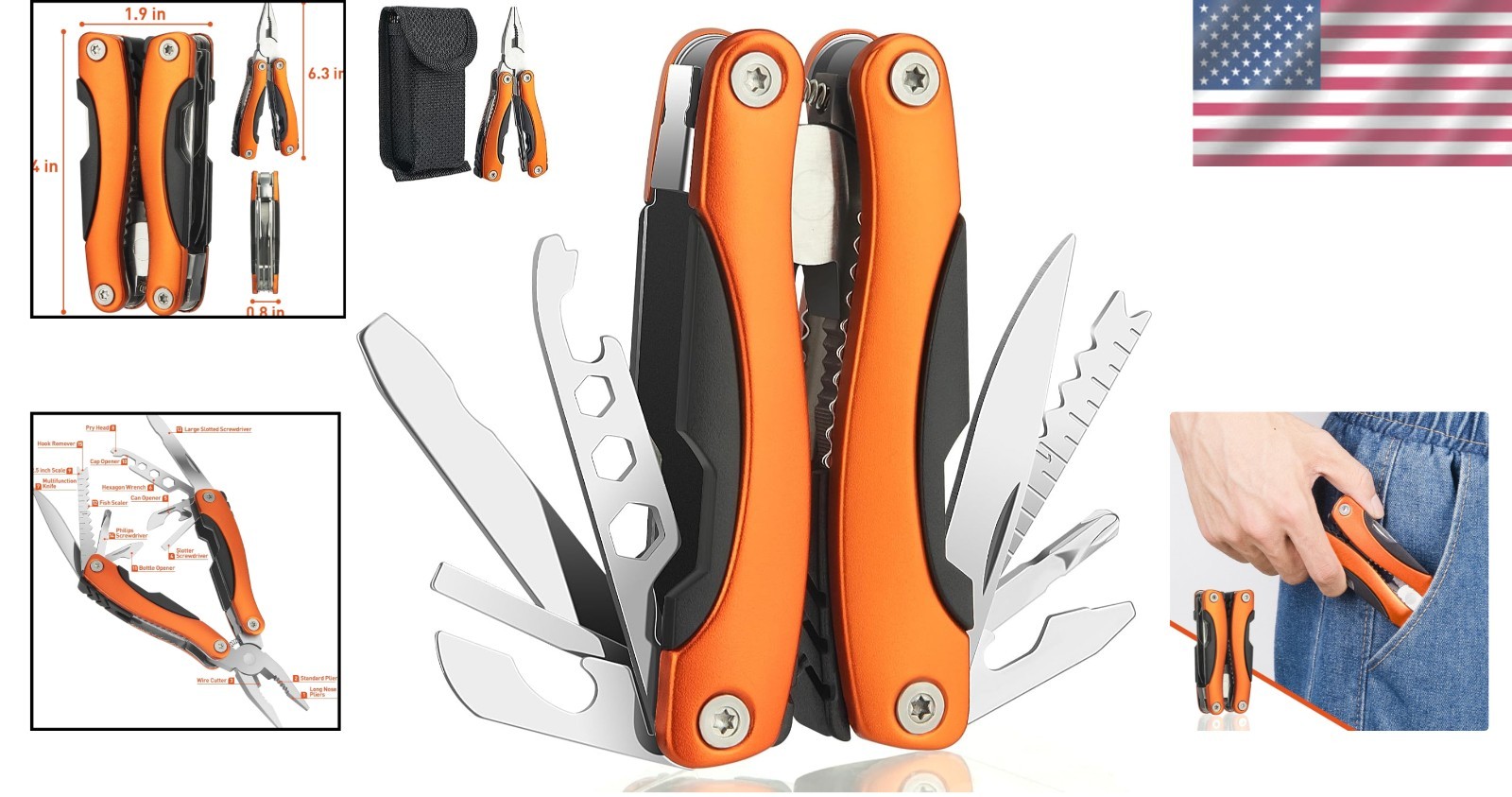 Fishing Pliers Multitool with Screwdrivers and Bottle Opener for Outdoor Fun
