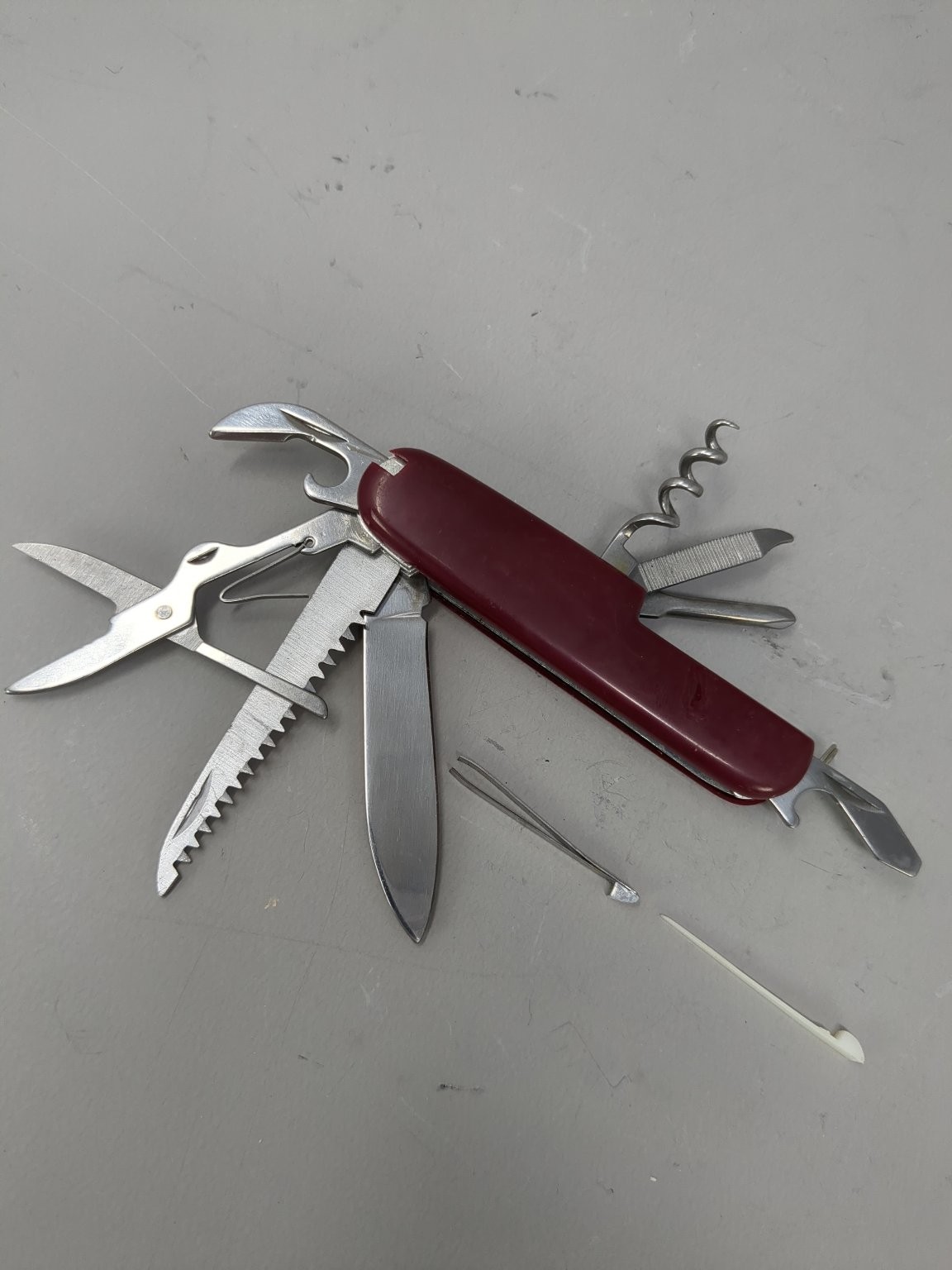 Swiss Army Style Multi-Tool Pocket Knife Burgundy 11 Tools Camping
