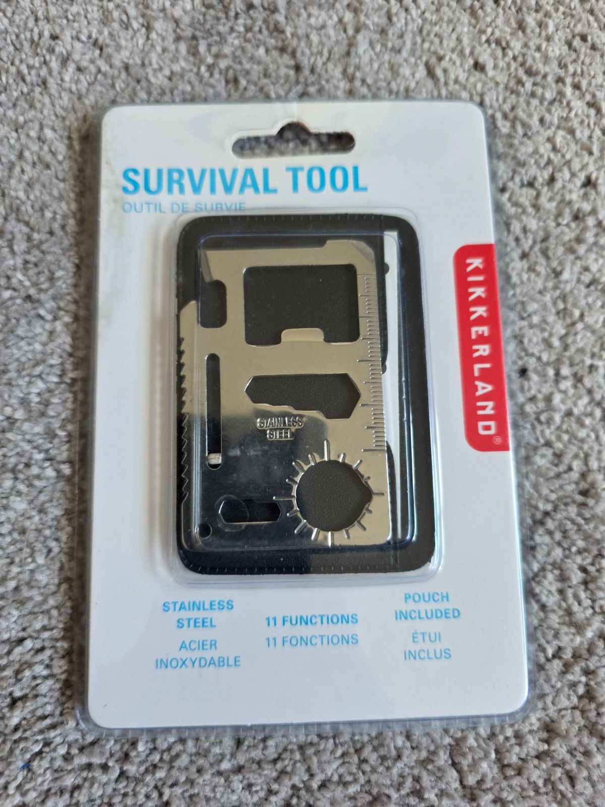 Kikkerland Survival Tool CD401 Stainless Steel 11 Function Wallet Multi Tool New