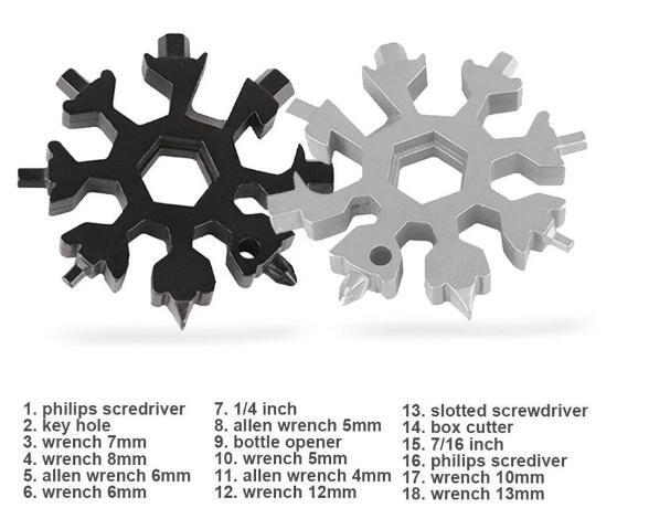 18 In 1 Snowflake Snow Wrench Tool Spanner Hex Multifunction Tools Screwdriver