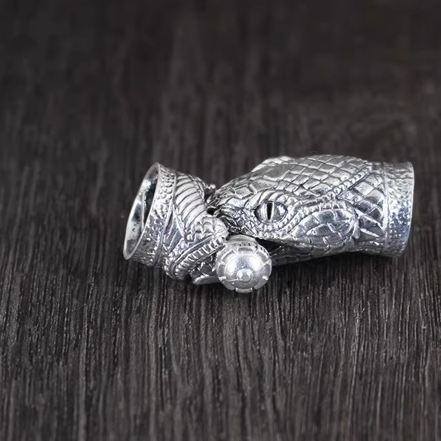 Dragon head bracelet buckle joint snake DIY accessories woven pure brass silver