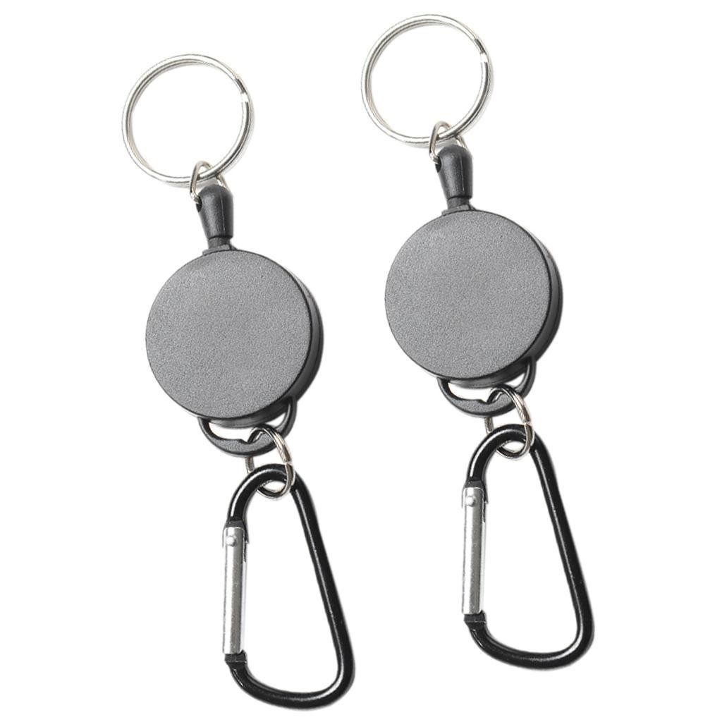 2PCS Retractable Key Chain Steel Reel Belt