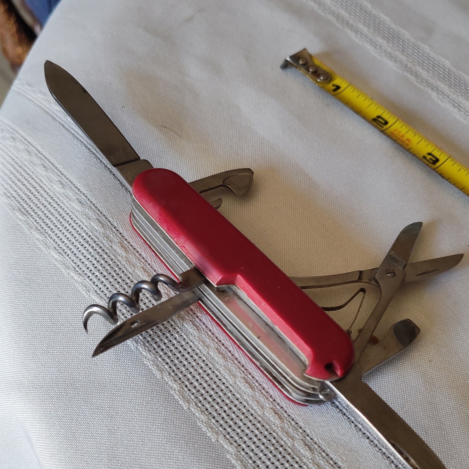 Red Swiss Army Style 6-in-1 Multi-Tool Pocket Knife w/ Scissors Corkscrew
