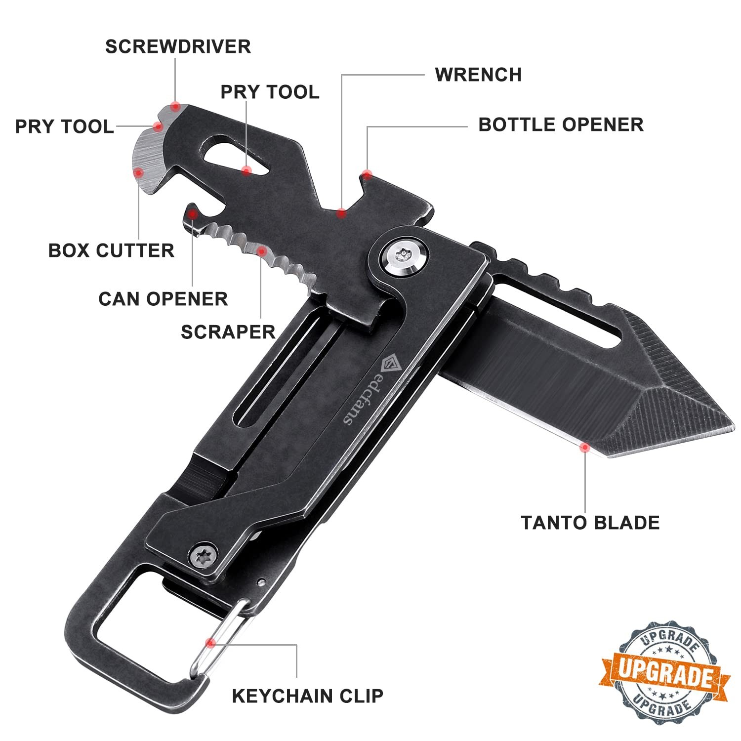 Keychain Knife, Carabiner Multitool, Tanto Pocket Knife with Key Clip, Box Cu…