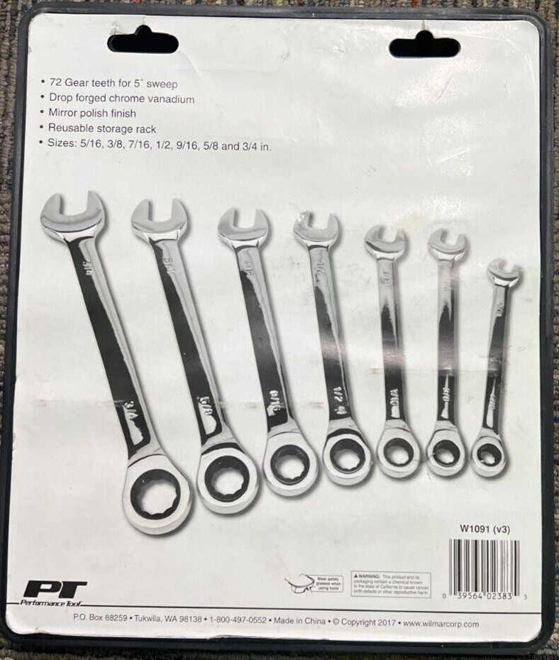 Perfect Tool 7pc Ratcheting Wrench Set