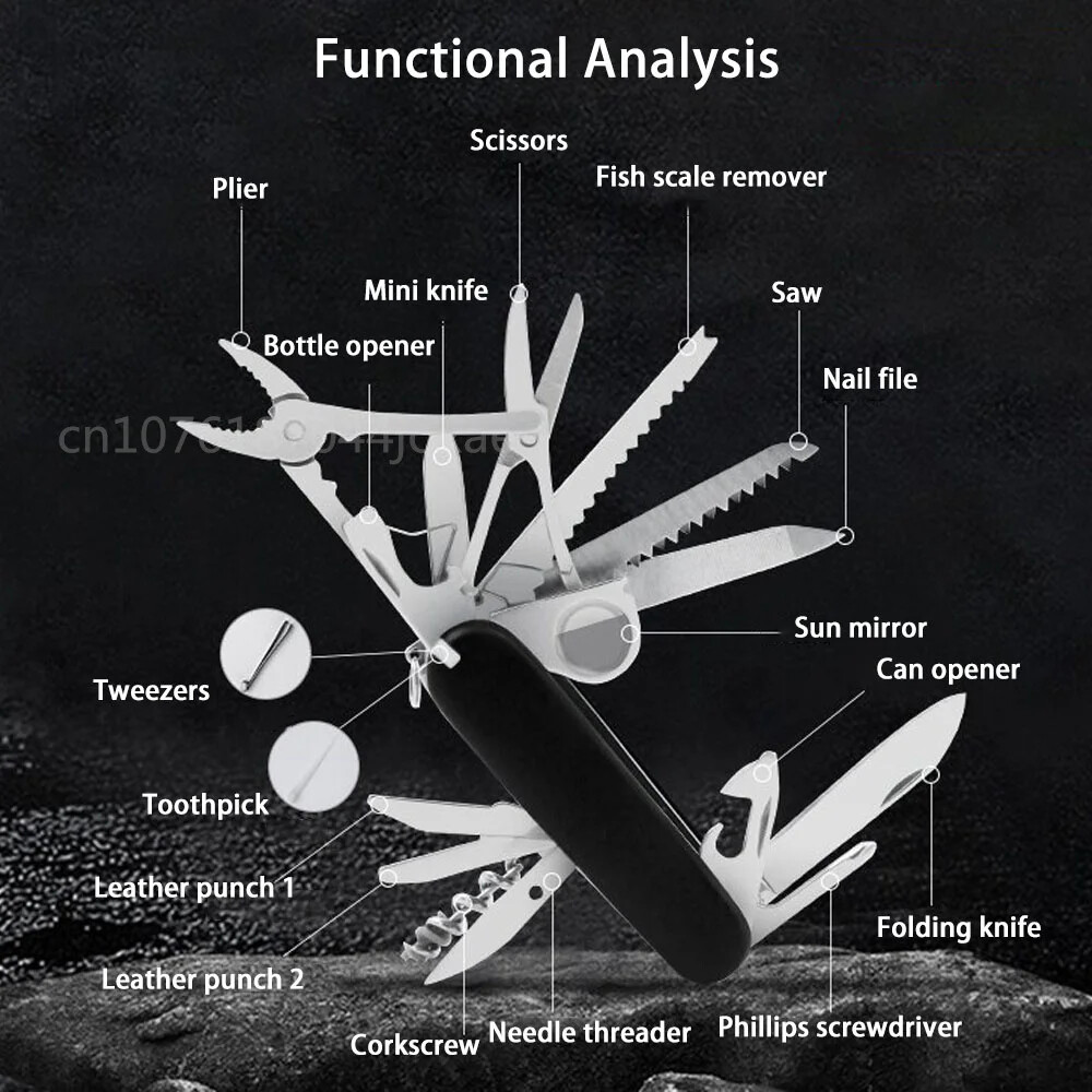 Multifunctional Pocket Knife 30 Basic Functions Multitool Swiss Hand Tools Army