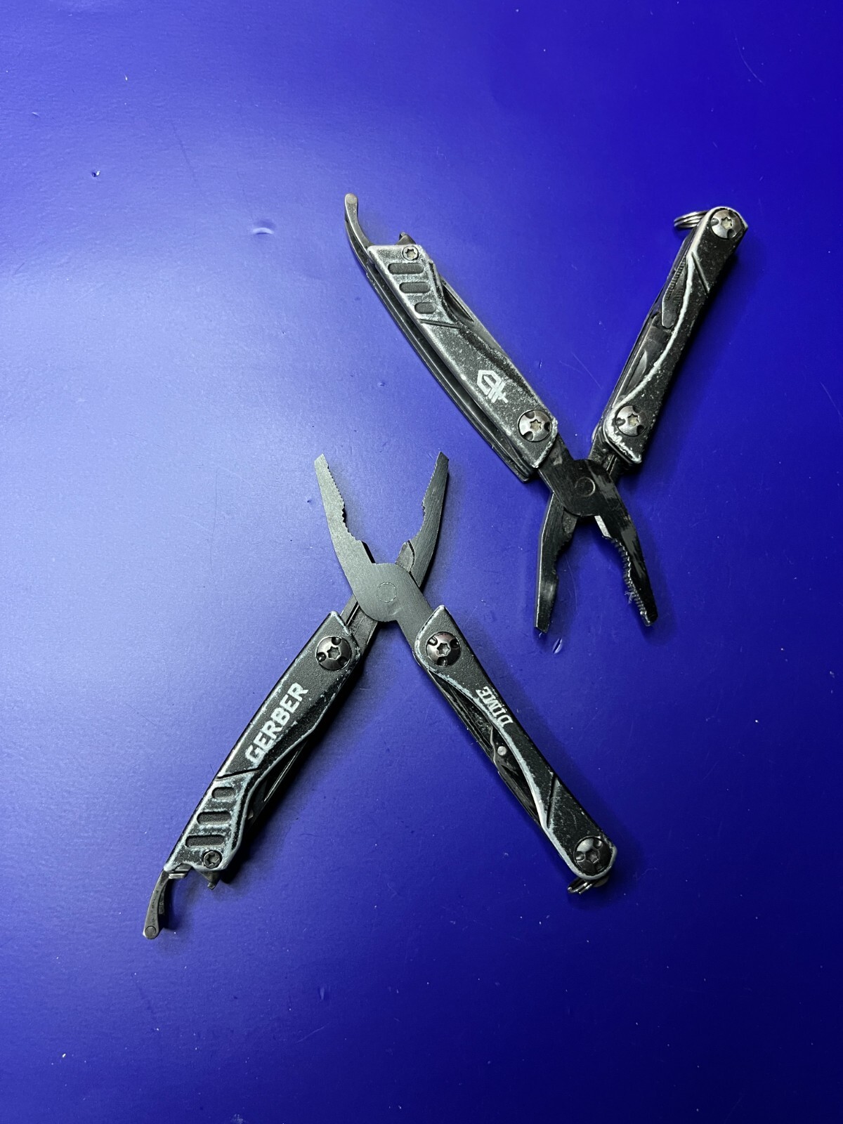 Lot of 2 Gerber Dime Multi-Tools Small Keychain Pliers Knife File Scissors
