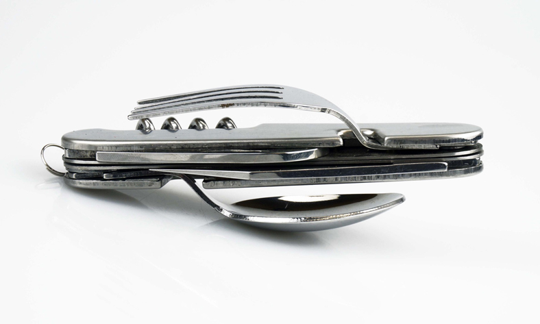 7-In-1 Stainless Steel Multi Function Camping Tool Utensils Knife Spoon Opener