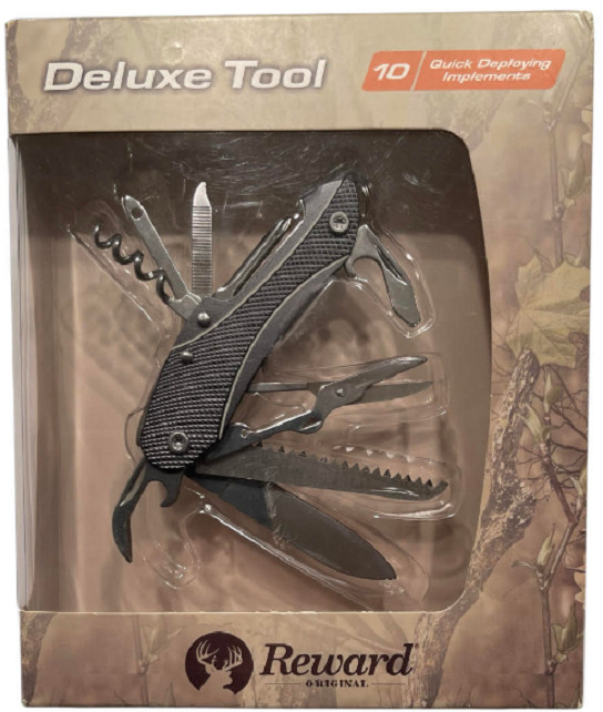 DeLuxe Multi-tool Reward Graphite CAMPING Knife, 10 uses