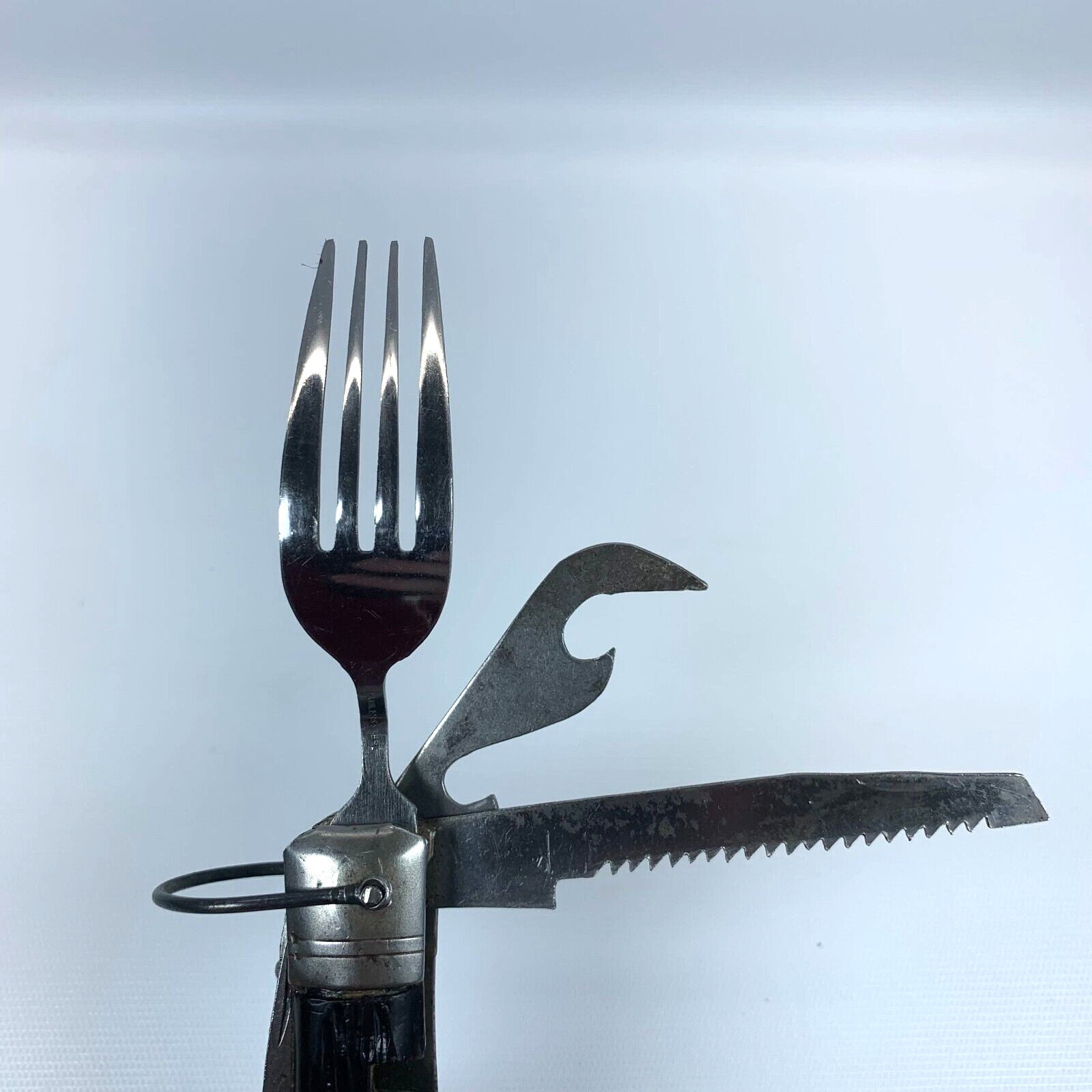 Vintage Pocket Folding Multi Tools Stainless Steel Spoon Fork Cork Screw Knife