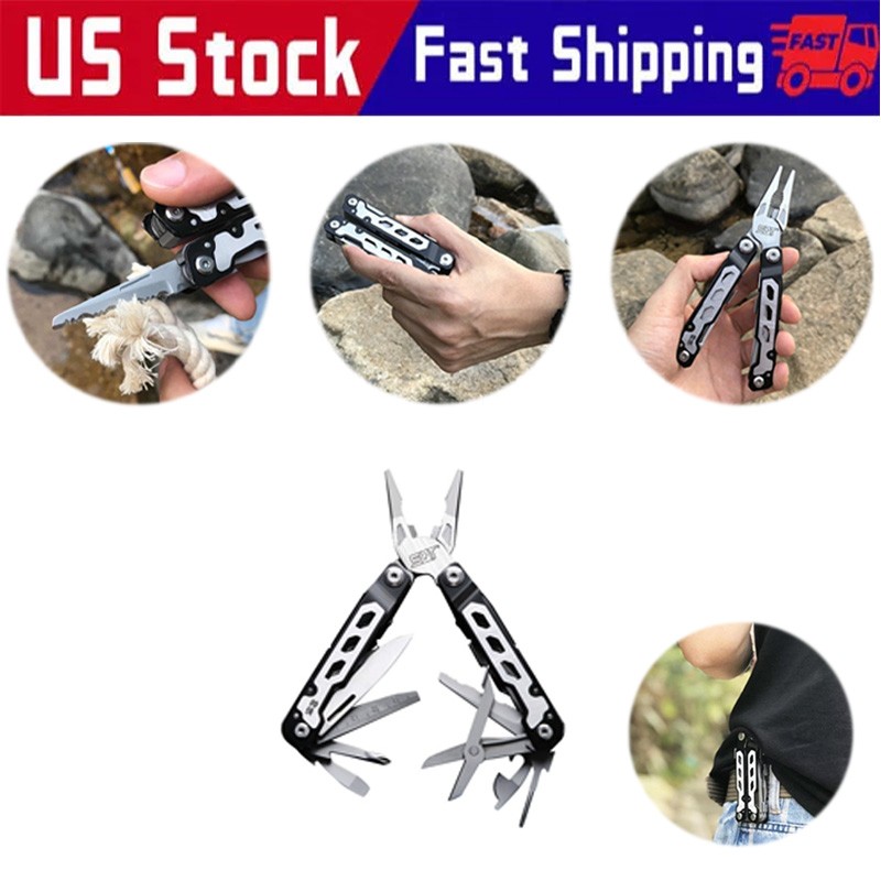Folding Pocket Multitool Stainless Pliers With Blade Edc Carry Utility Tool