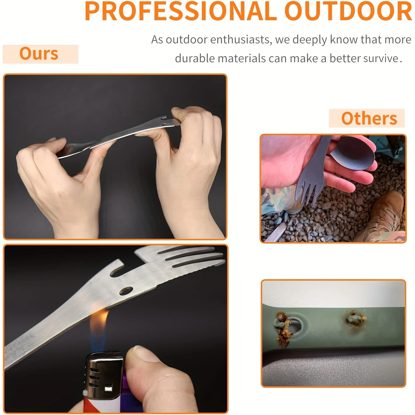 PSKOOK Outdoor Survival Tools 5 in 1 Camping Multi-functional EDC Kit Practical