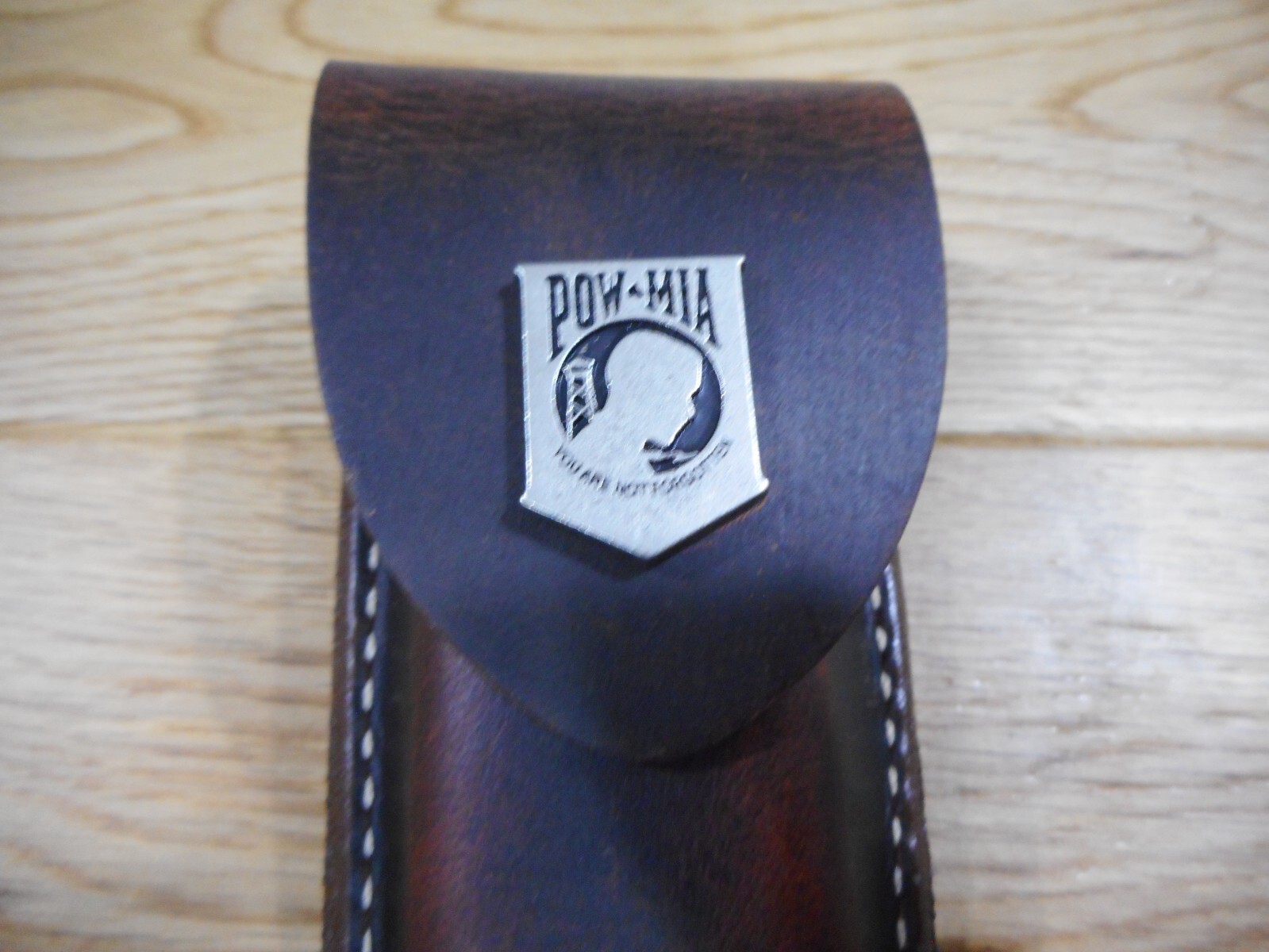 Leatherman Wave Crazy Horse leather sheath. POW-MIA snap. Sheath only.