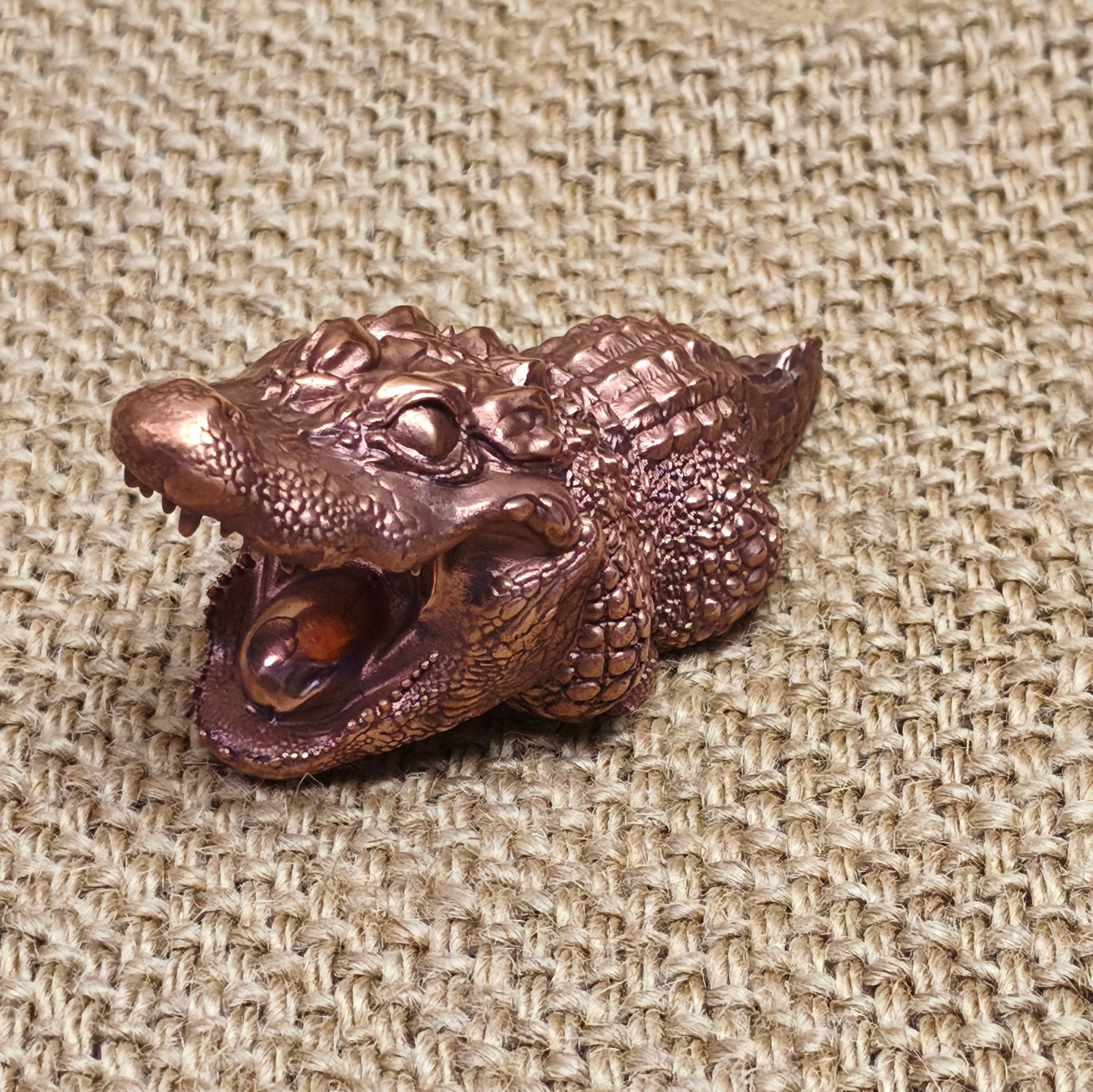 Purple copper Alligator Crocodile Gator ornament Solid handcraft statue reptile