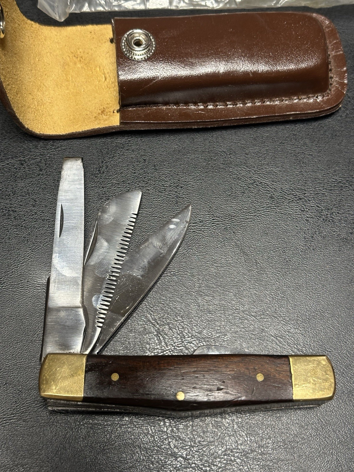 Multi Tool Knife With Leather Sheath For Belt