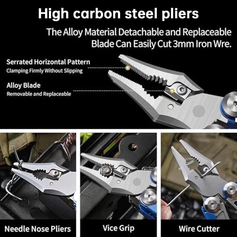 Compact Folding Multi-Tool with Pliers & Blade, Portable Camping & Vehicle Emerg