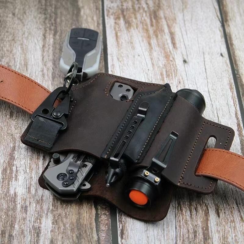 Cross border spot EDC leather knife case flashlight tactical leather (Bulk3Sets)