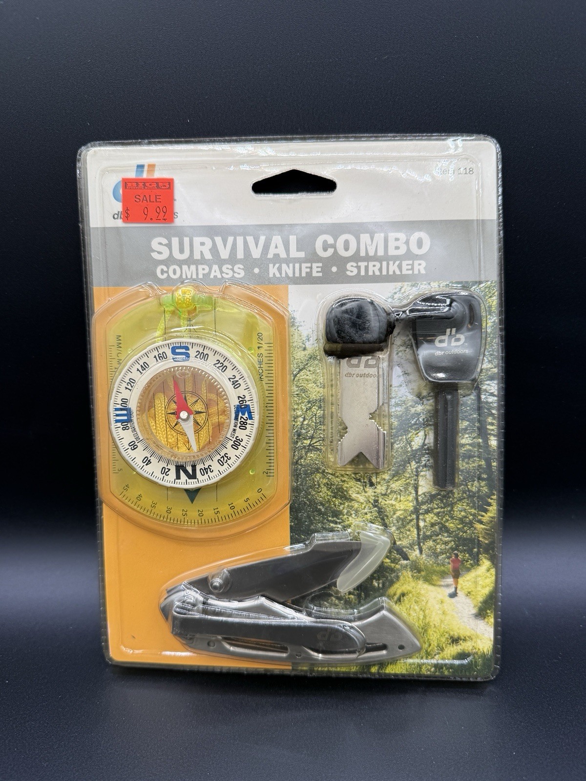 New VTG, Survival Combo Kit – 3-in-1 Baseplate Compass, Ferro Rod Striker, Knife