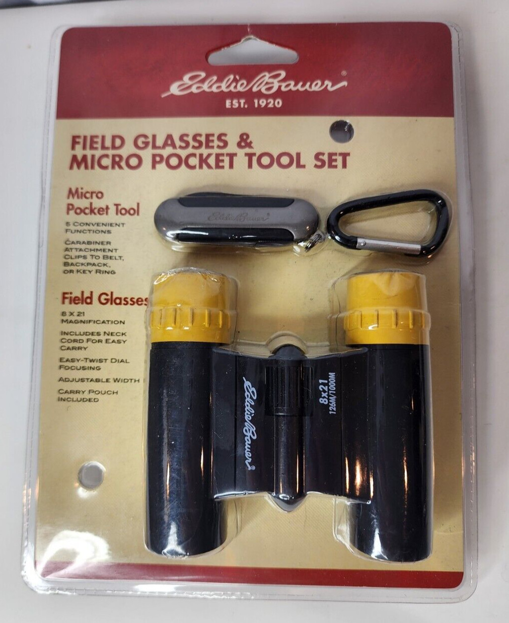 Eddie Bauer FIELD GLASSES & MICRO POCKET TOOL SET NIP
