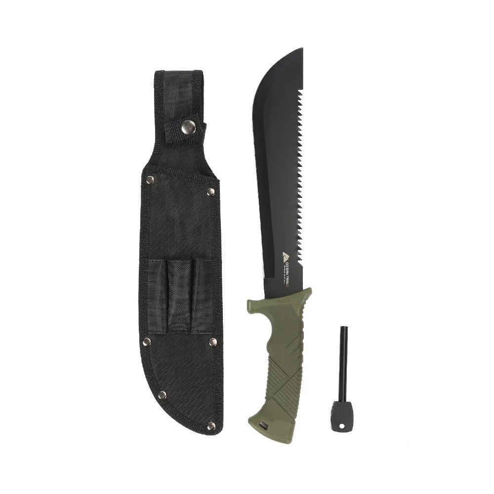 Machete with Saw Teeth and Fire Starter Survival Knife Camping Hunting Outdoor