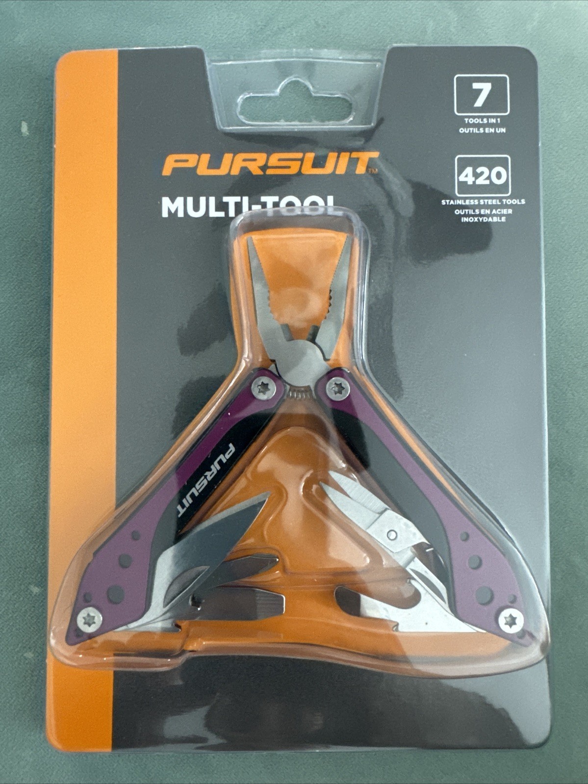 PURSUIT Multi-tool 7-in-1 Stainless Steel/ RED Color Combo Tool New Sealed