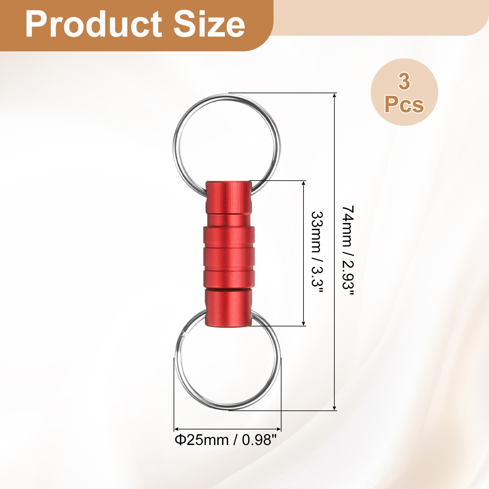 Quick Release Keychain, 3Pcs Detachable Pull Apart Key Rings Clip, Wine Red