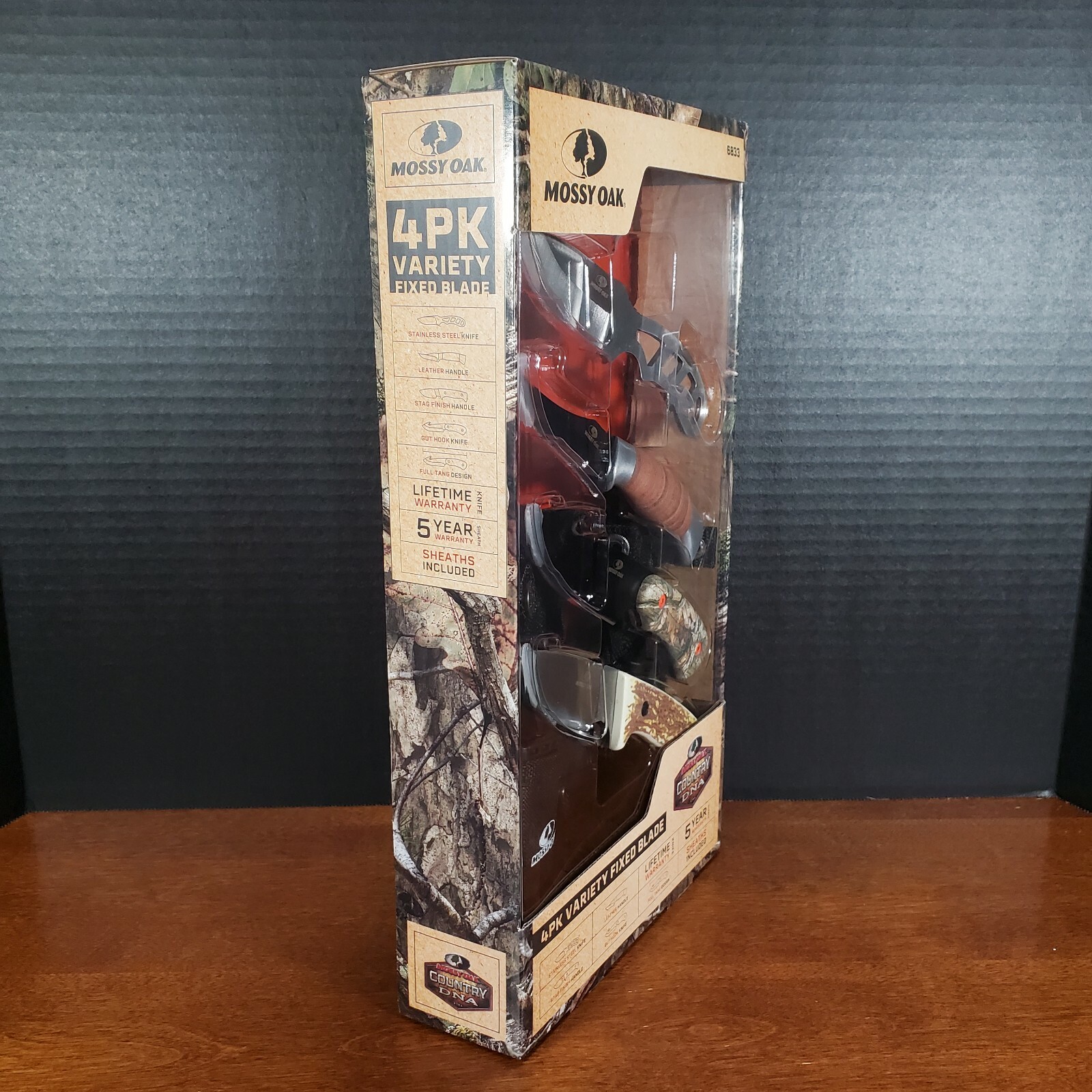 MOSSY OAK Country DNA 4 Pack Variety Fixed Blade 7″ Knife Set – Sheaths Included