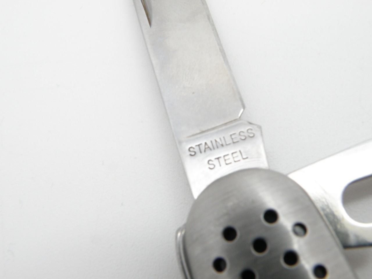 Vintage Silver Tone Multi-Tool Pocket Knife Stainless Steel Perforated Handle