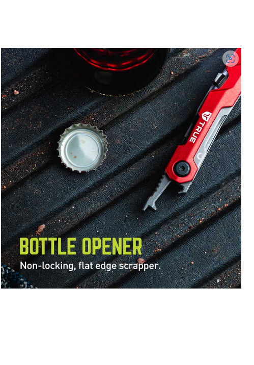 True Utility TI Titanium Block Multi Tool 5-in-1 Knife, Screwdriver, Bottle Open