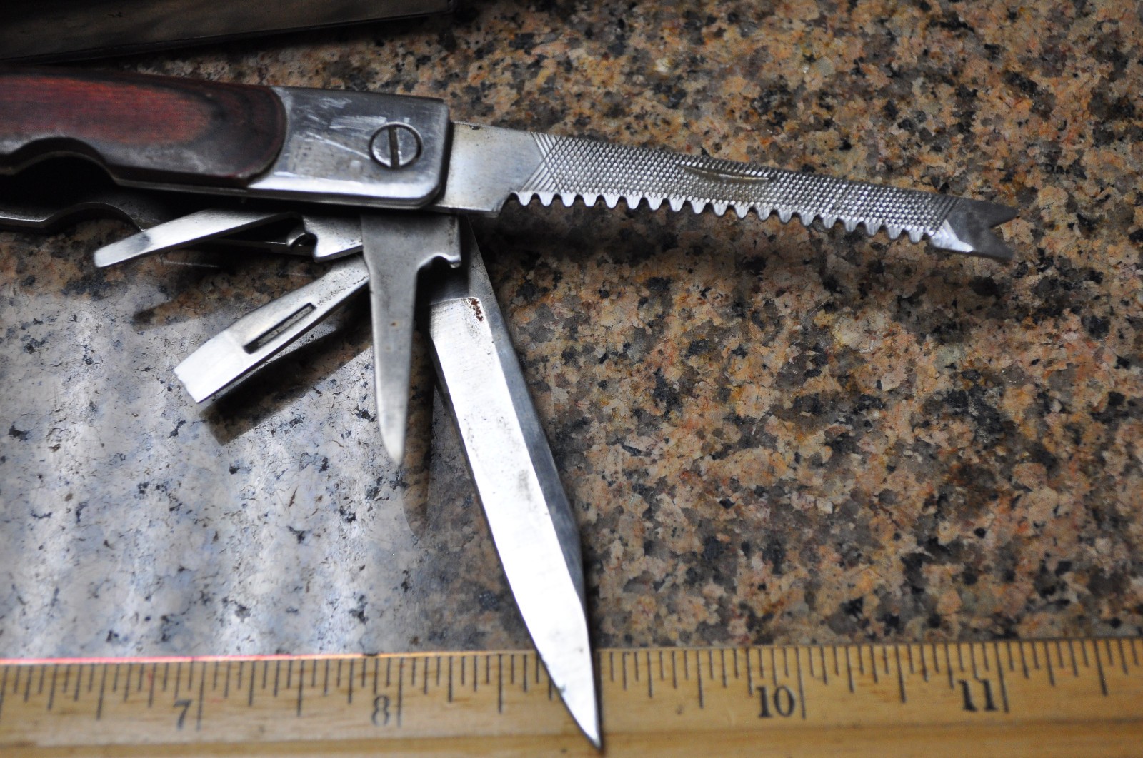 Sheffield 12-In-1 Multi Tool w/ Hardwood Handle Pliers Knife Blades Screwdrivers