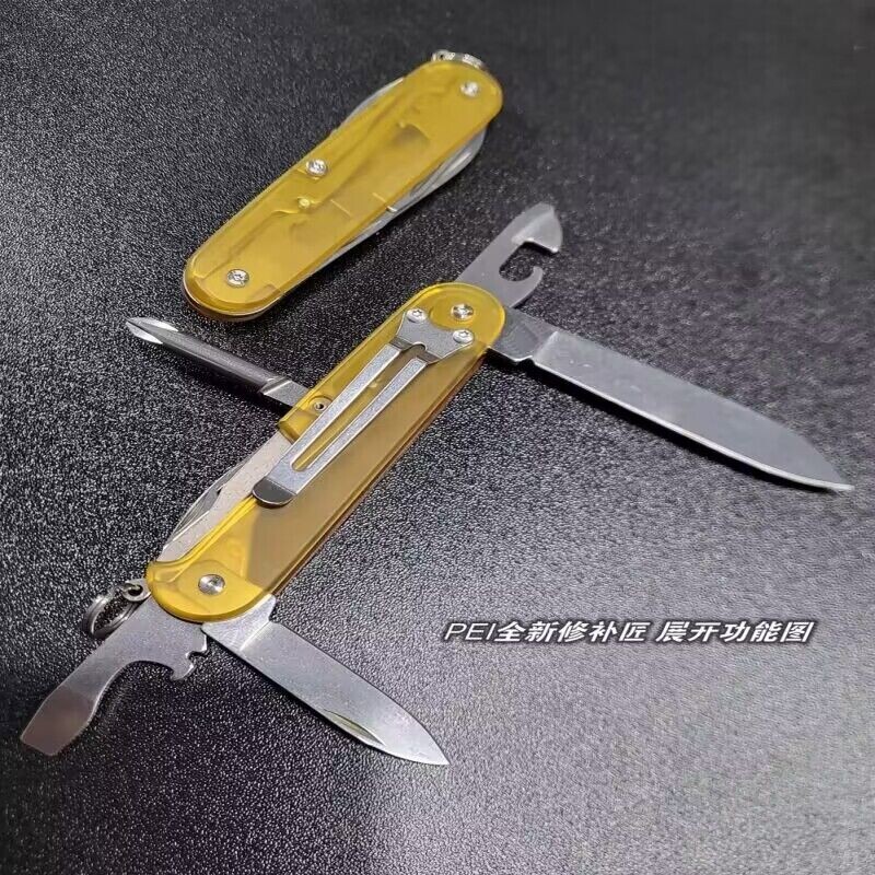 1 Pair ULTEM PEI Scales with Pocket Clip for 91mm Victorinox Swiss Army Knife
