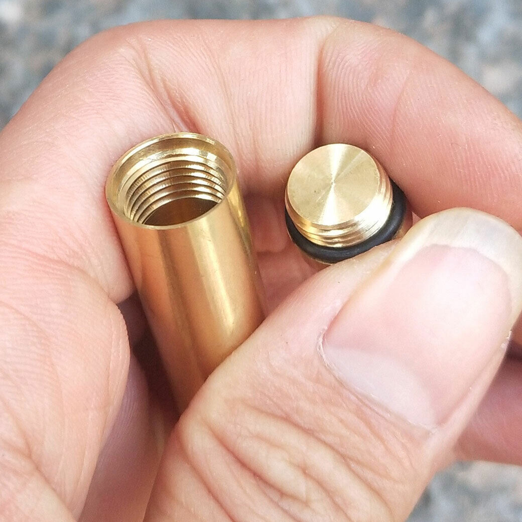 Solid Brass Self-defense Mini Waterproof Storage Container Box EDC Tool Pill