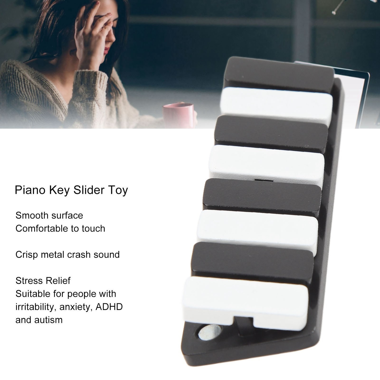 Piano Key Haptic Clicker Toy Zinc Alloy Adult Office Portable ADHD Slider