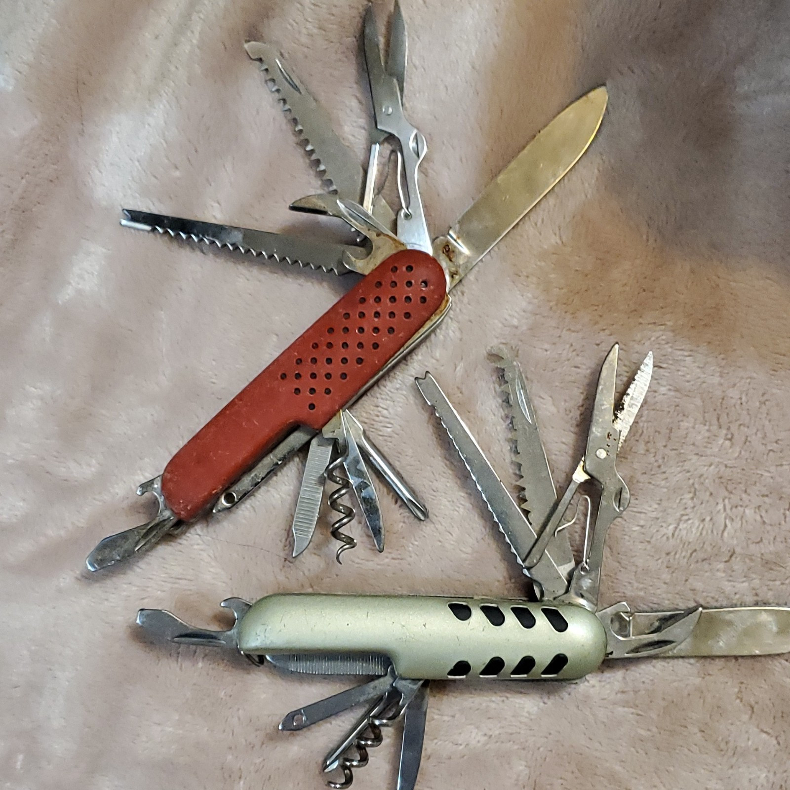 A.G. 10-Tool Stainless Steel Multi-Tool Red & Silver Handles Knife Scissors Saw