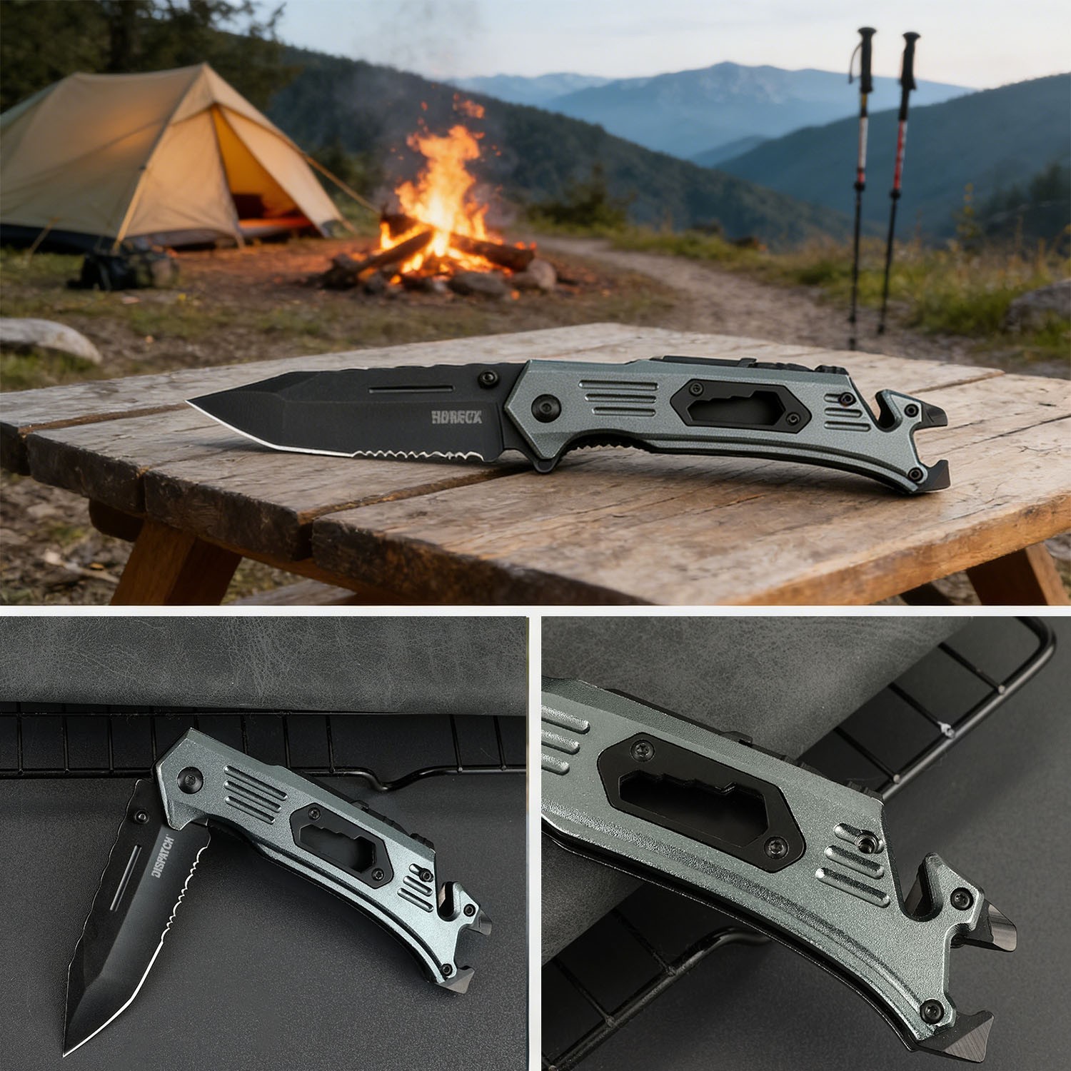 4.5″ EDC Pocket Knife Multi-tool with Bottle Opener Wrench Rope Cutter Outdoor