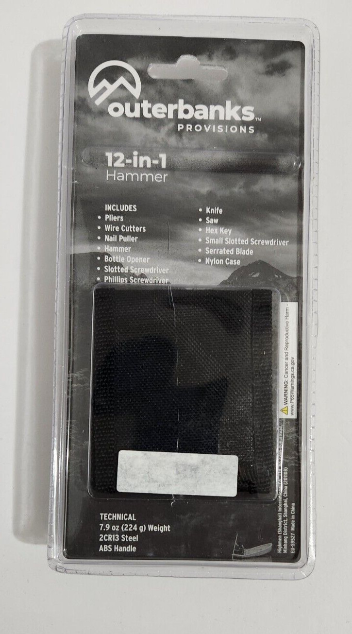Outerbanks Provisions Multi Tool 12-in-1 Mini Hammer Utility Survival Kit – New