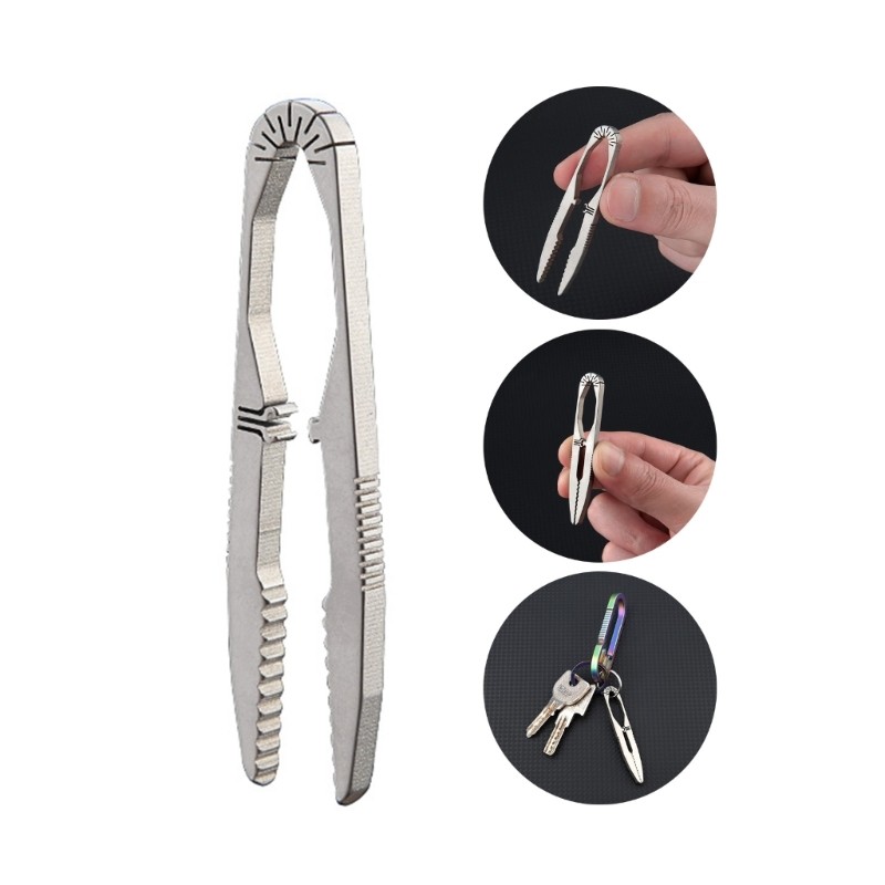 Titaniums Alloys Tweezer Outdoor Pick Up Tweezer Keychains Pendants Tool