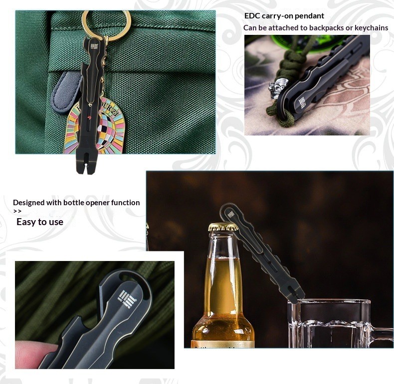 6AL4V Titanium Alloy Pocket Pry Bar EDC Tool for Outdoor