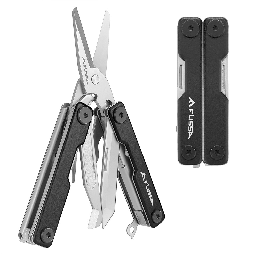 FLISSA 11-in-1 Multitool Scissor Knife Folding Pocket Stainless Multi Tool Knife