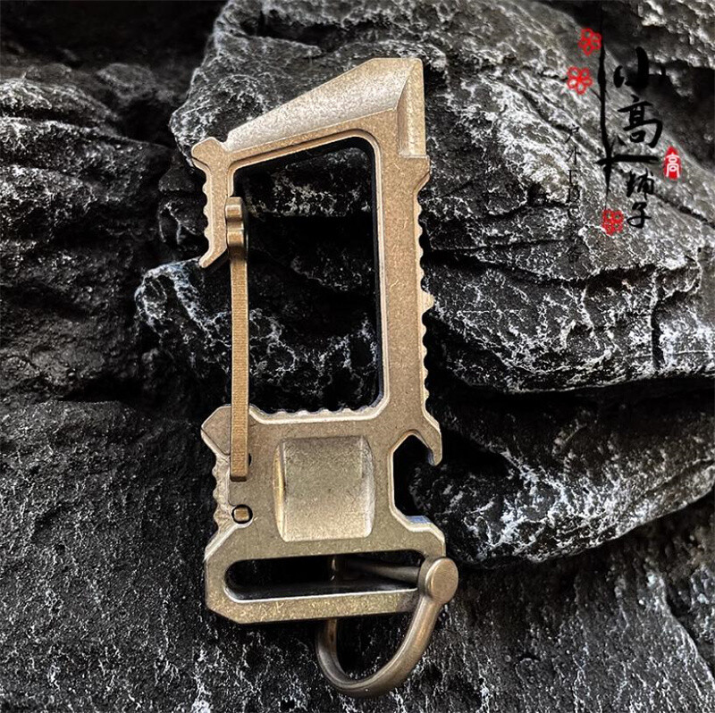 EDC Outdoor Camping Multi Tool TC4 Titanium Alloy Keychain Crowbar Carabiner