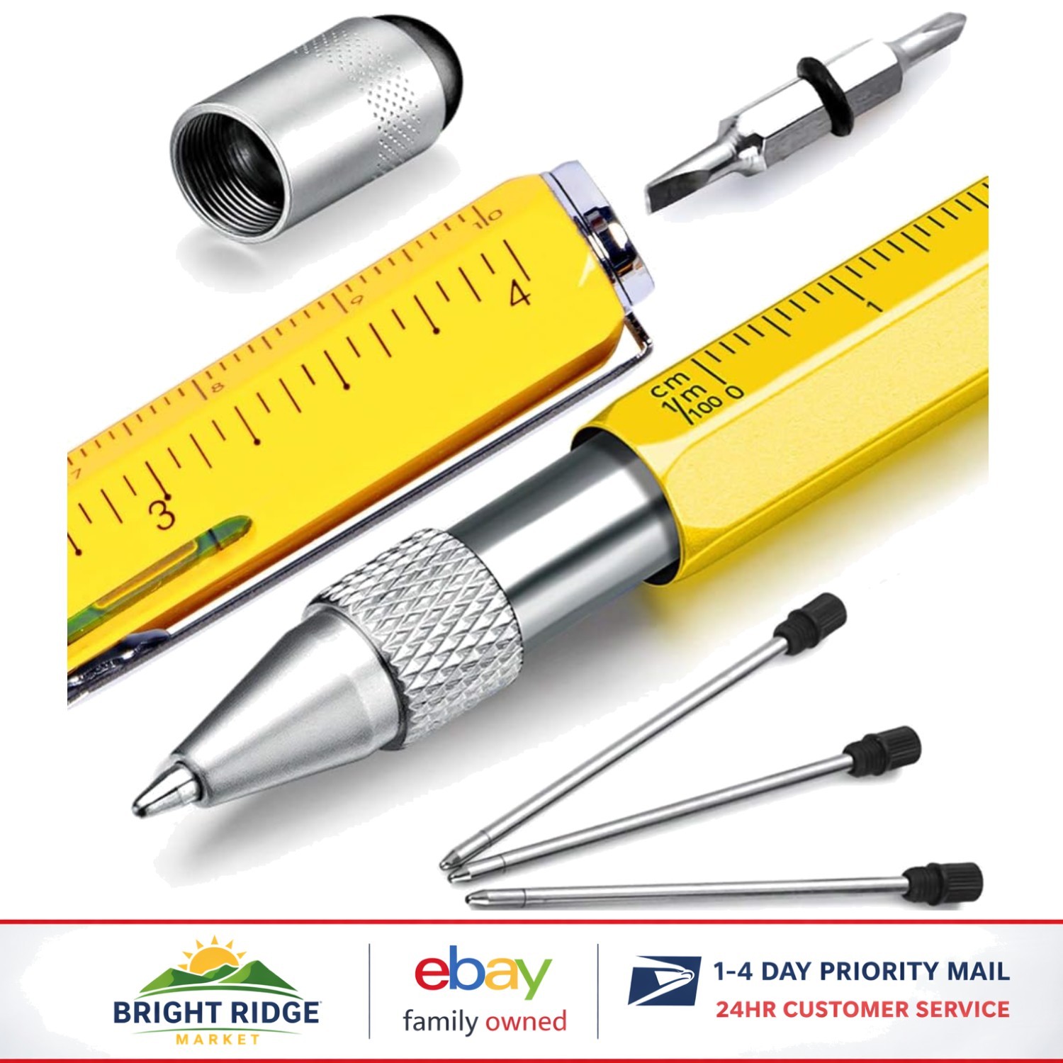6-in-1 Multitool Pen with Screwdriver, Ruler, and Touch Screen Stylus