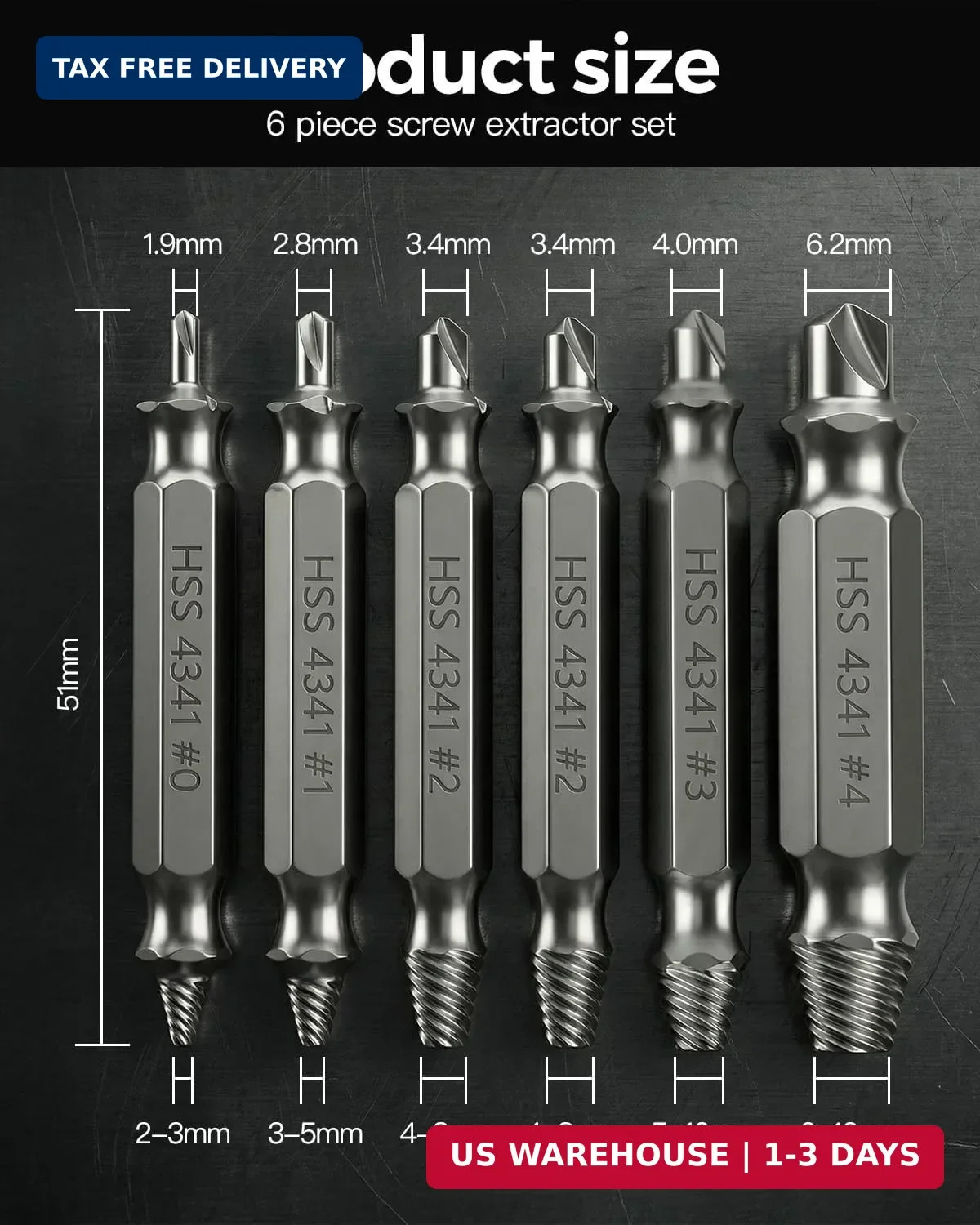 Gifts for Men, Damaged Screw Extractor Set – Remover for Stripped Head Screws Nu