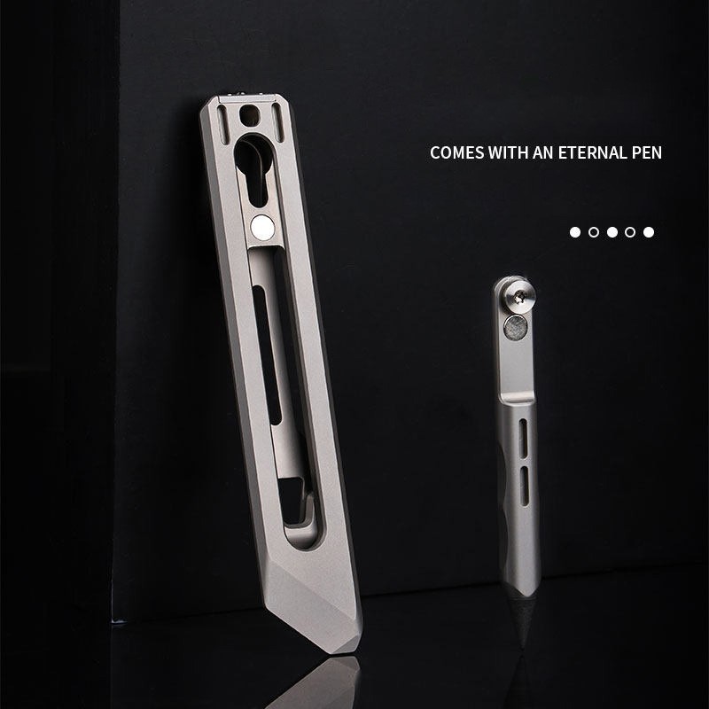 Titanium Alloy Bookmark Pen EDC Ruler Pry Bar Magnetic Inkless Pocket Tool